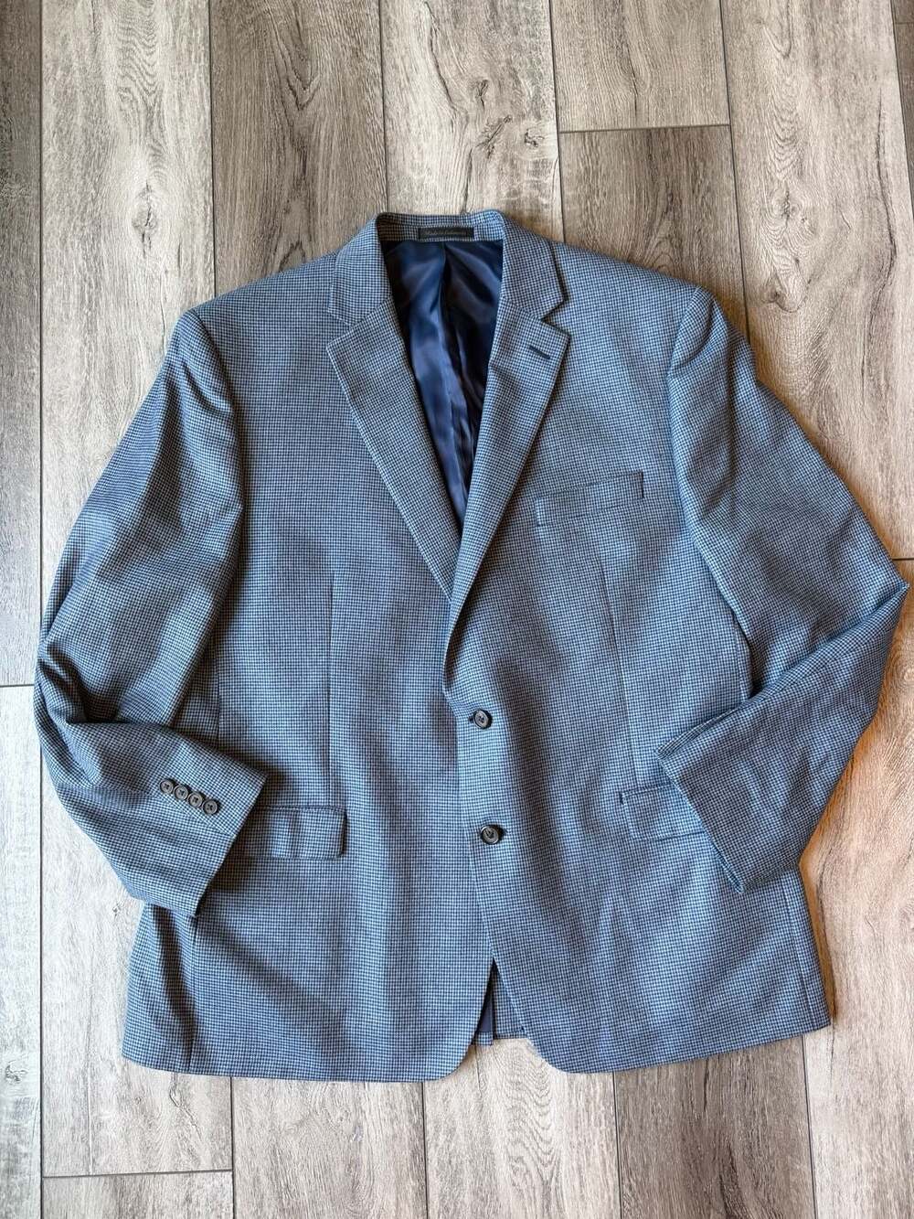 Lauren Ralph Lauren Blue Houndstooth Two Button Sport Coat Blazer
